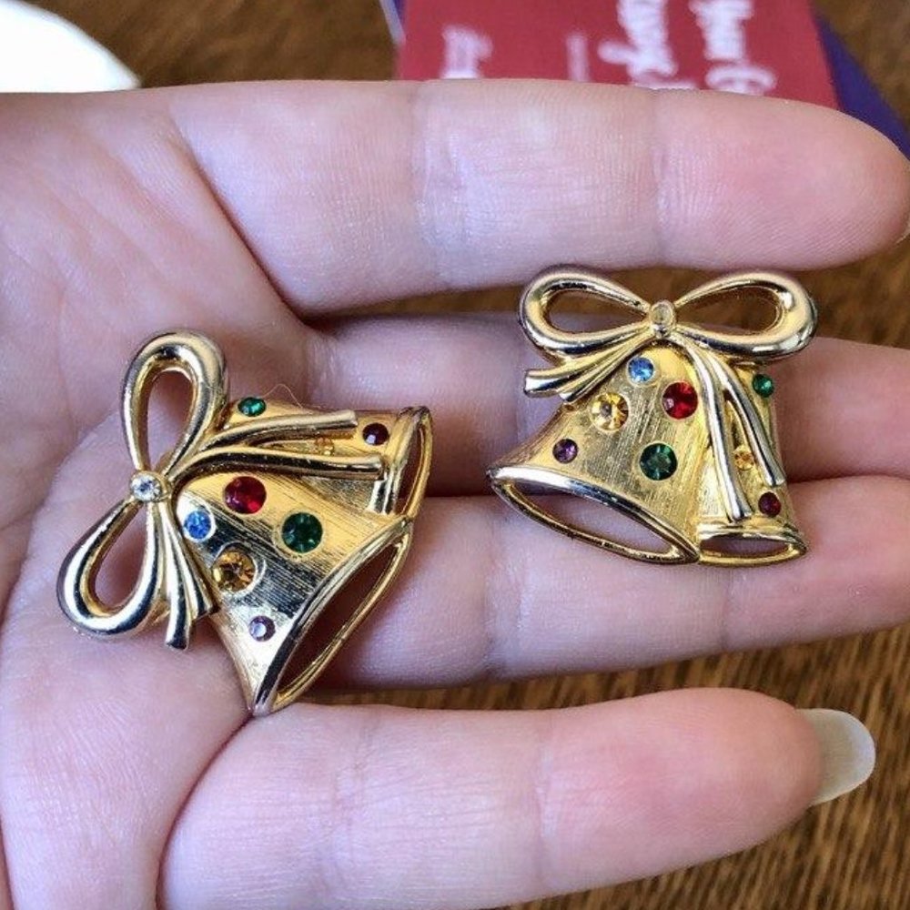 Vintage Gold Bell Clip Earrings; Perfect Condition